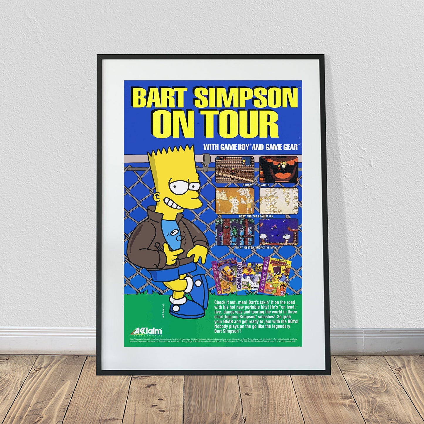 Bart on Tour Game Boy Game Gear Vintage Ad Poster (24" x 36")